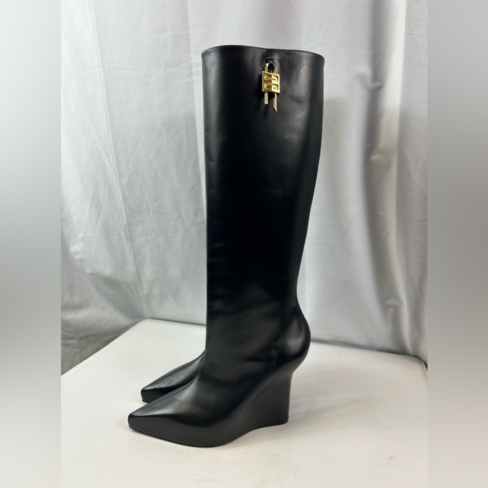 GIVENCHY 
Calfskin G Lock Wedge Knee High Boots - Picture 4 of 8